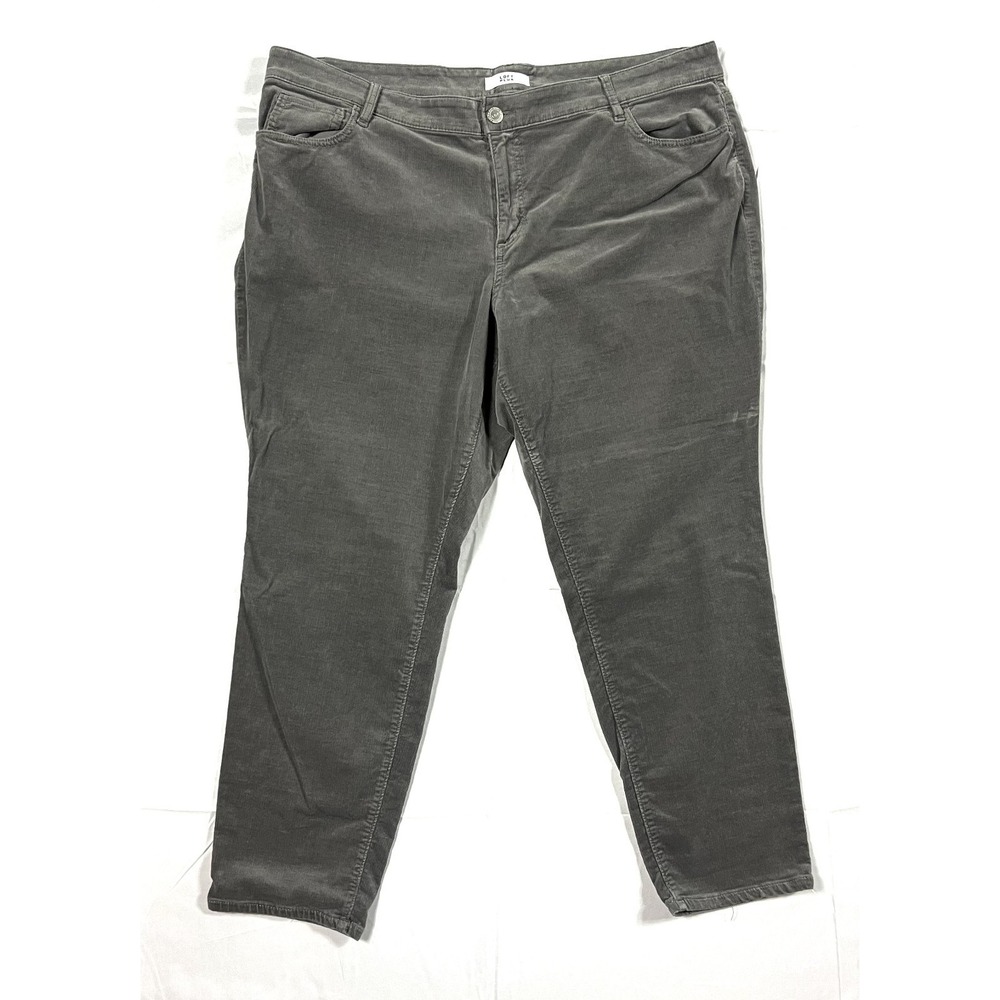 LOFT PLUS Modern Skinny Corduroy Pants Womens 22 Gray Stretch Cotton Blend Fall